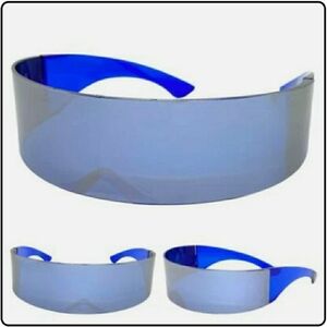 Futuristic Blue Visor Sunglasses SPACE ROBOT PARTY RAVER COSTUME CYCLOPS